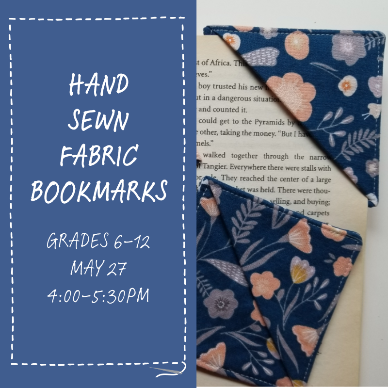 Fabric bookmarks that indicate where the reader left off by covering the book in the corner.